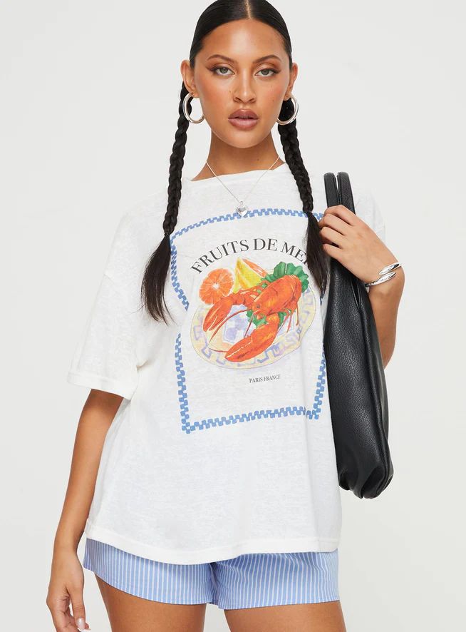 Larry Lobster Oversized Tee White | Princess Polly US