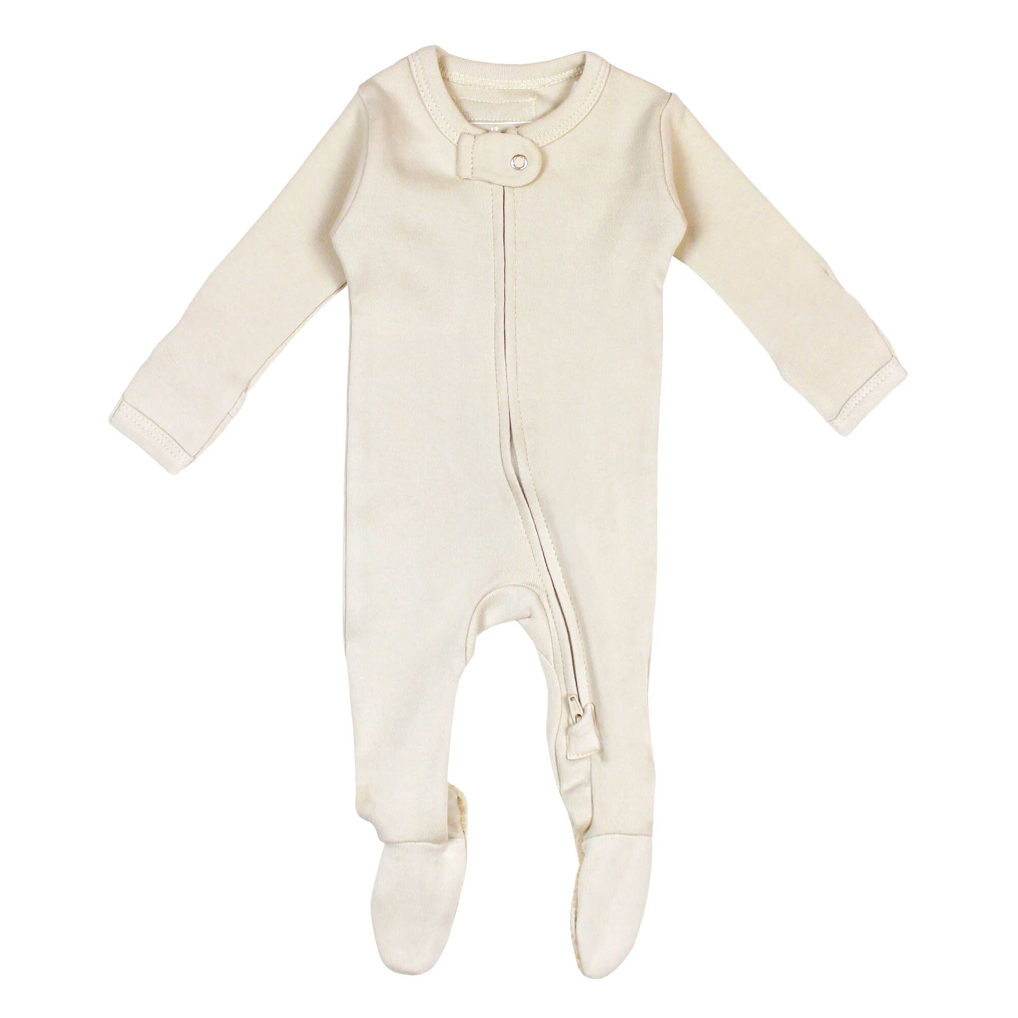 Organic 2-Way Zipper Footie in Buttercream | L'ovedbaby