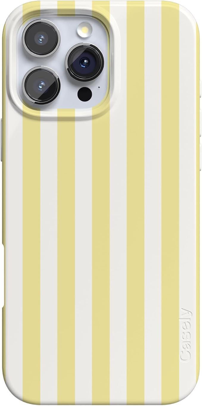 Casely iPhone 16 Pro Case | Butter Yellow Stripes | Sunday Best | Compatible with MagSafe | Class... | Amazon (US)