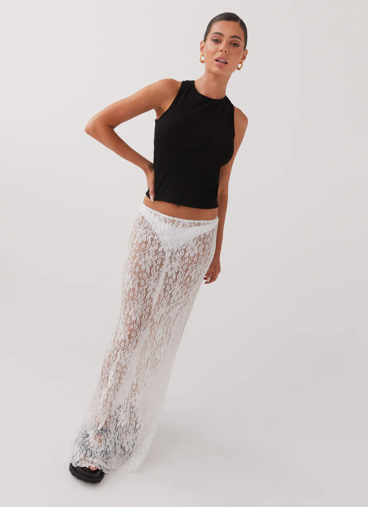 Sugar Sweet Lace Maxi Skirt - White | Peppermayo (Global)