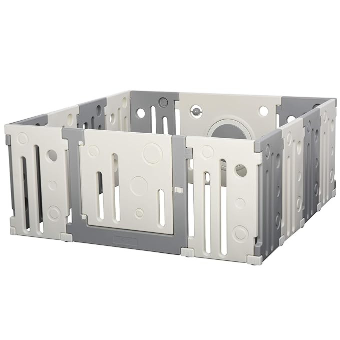 Qaba 14-Piece Children Baby Playpen Kids Activity Center Fence Enclosure with Easy Safety Gate & ... | Amazon (US)