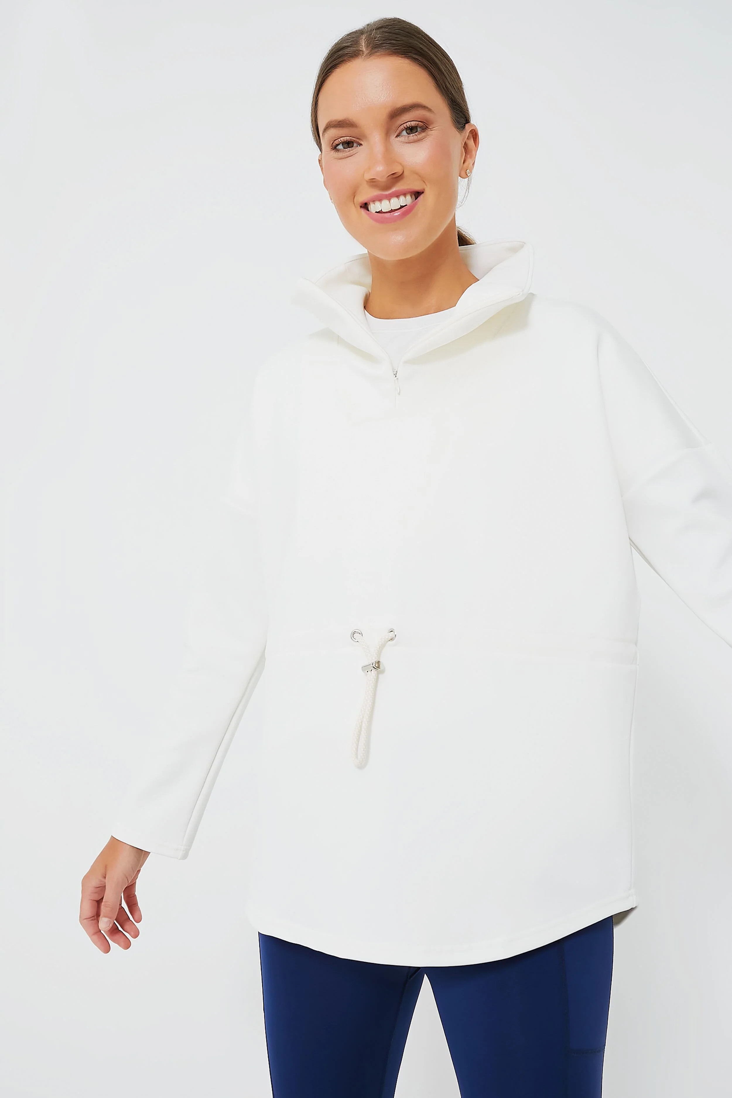 White Cinched Natalie Quarter Zip | Tuckernuck (US)