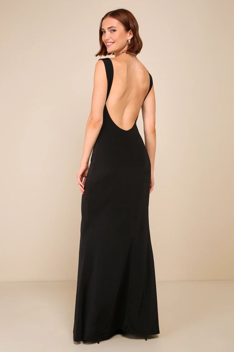 Inspiring Glamour Black Backless Column Maxi Dress | Lulus