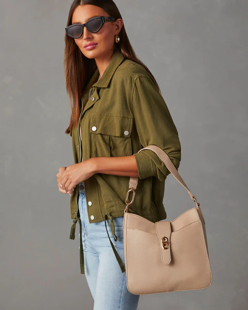 Lesa Faux Leather Shoulder Bag - Natural | VICI