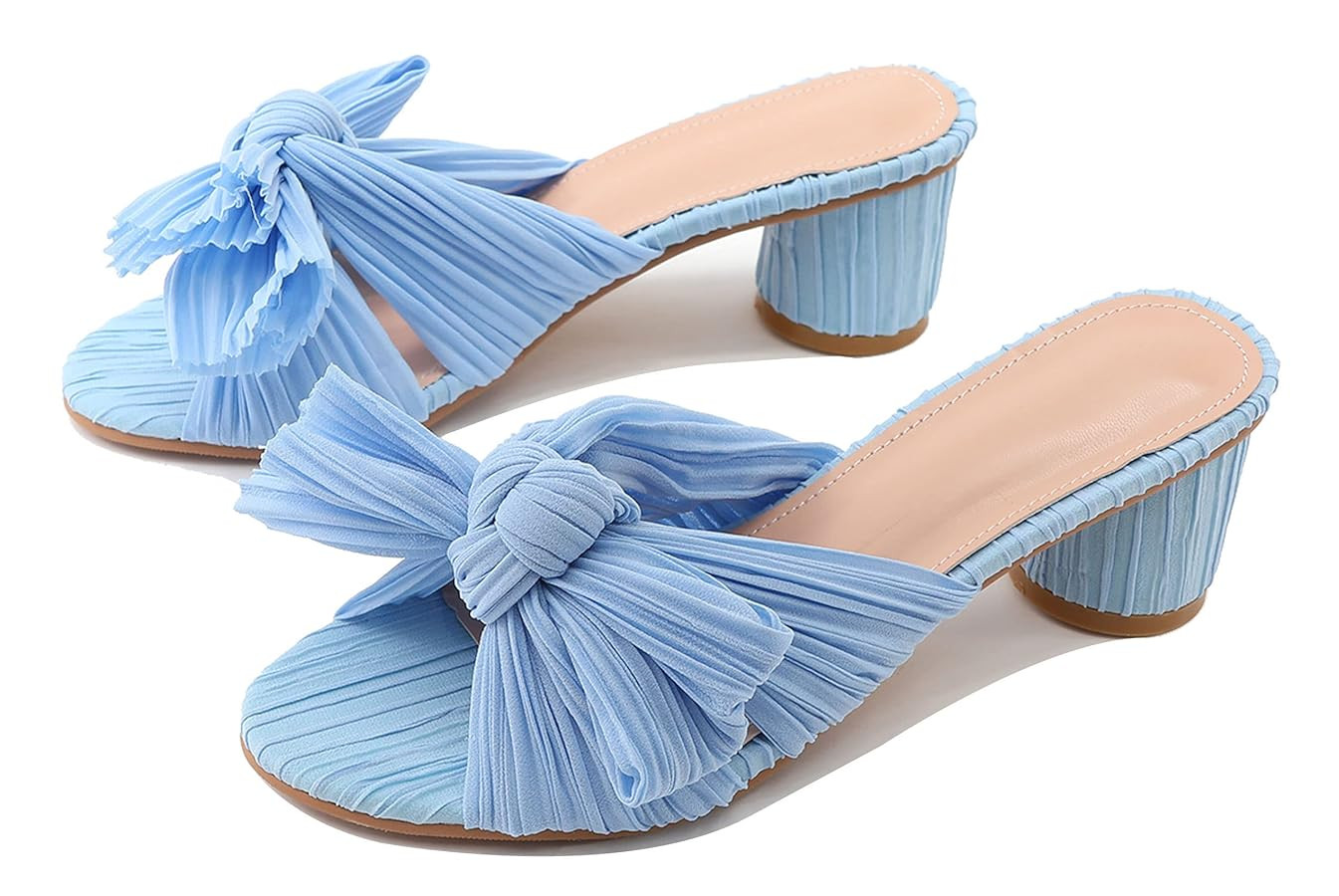 WENJIAZHIZHI Womens Bow-Knot Heeled Sandals Dress Pumps Shoes for Women Chunky Block Heels Dressy... | Amazon (US)