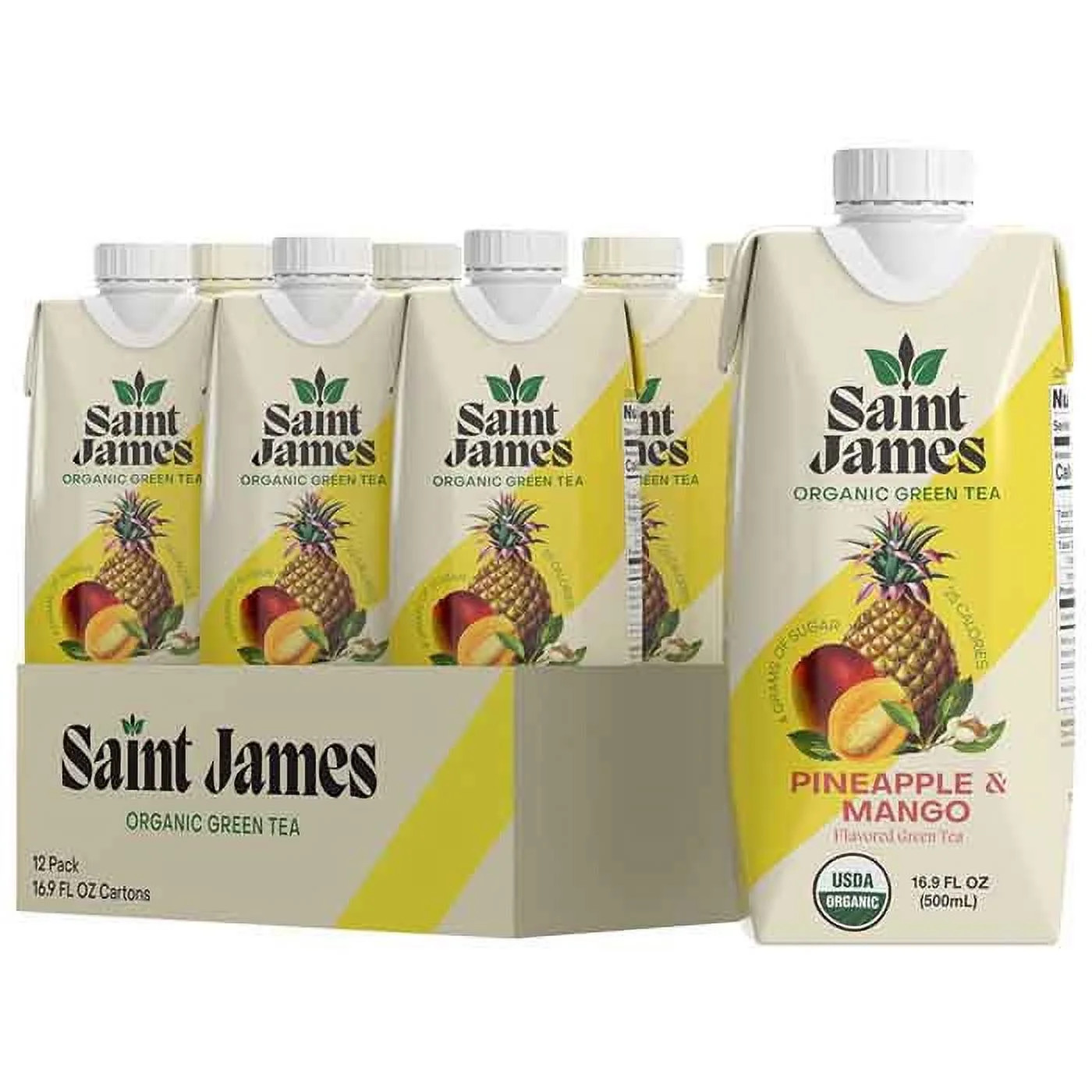 Saint James Iced Tea - Organic Green Tea - Non GMO, Gluten Free, Low Calorie & Low Sugar - Pineap... | Walmart (US)