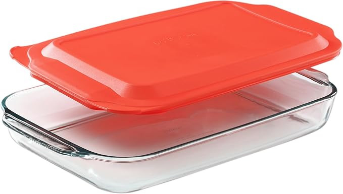 Pyrex Basics 3 QT Glass Baking Dish With Plastic Lid, Casserole Dish, Glass Food Container, Oven,... | Amazon (US)