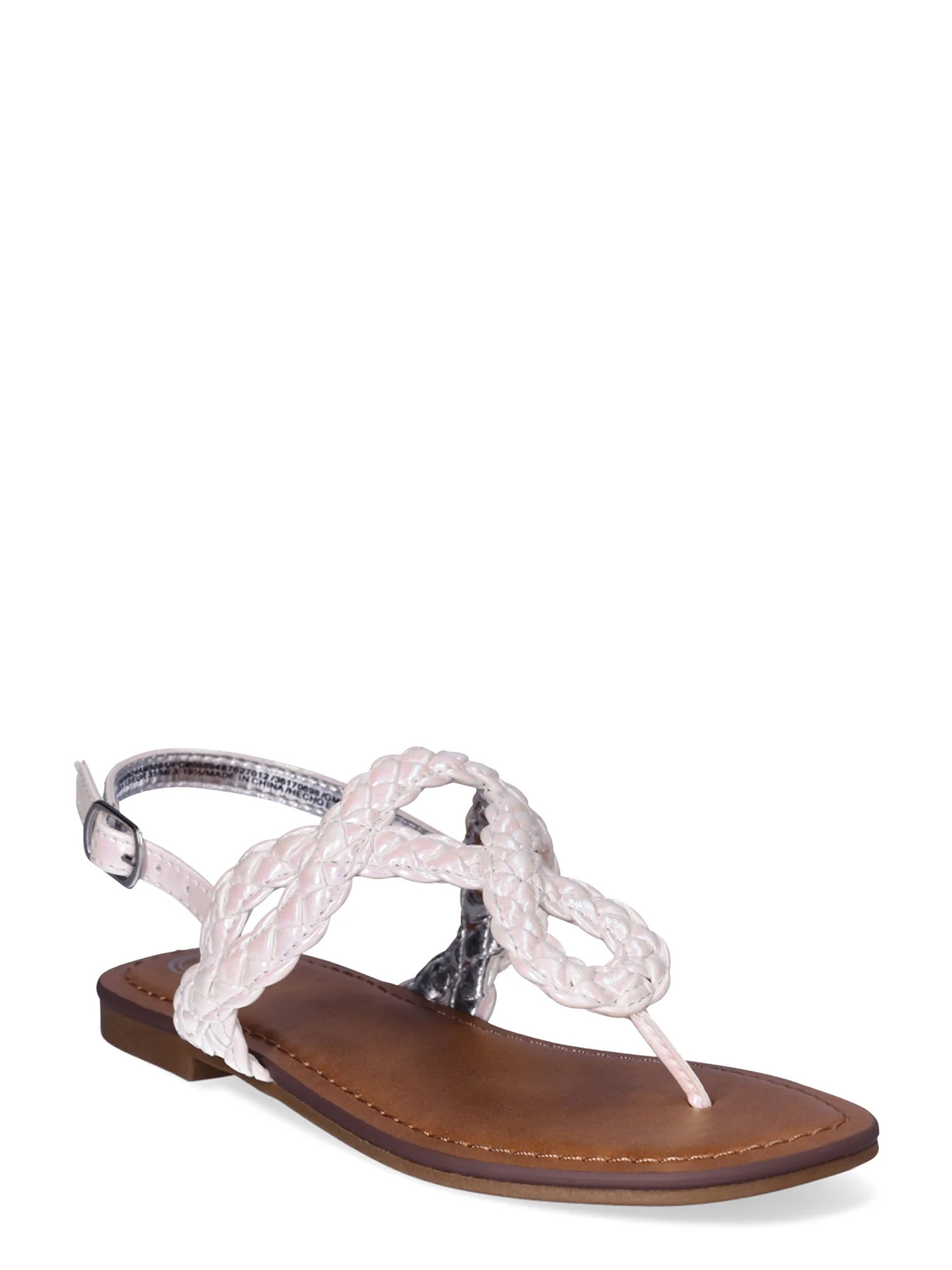 Wonder Nation Little & Big Girls Braid Sandal | Walmart (US)