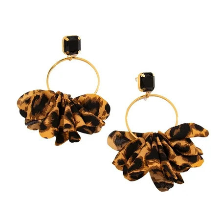 lixuesong Trendy Leopard Print Fabric Hoop Earrings Statement Leopard Fabric Pendant Earrings for Women Adding Charm to Any Outfit | Walmart (US)