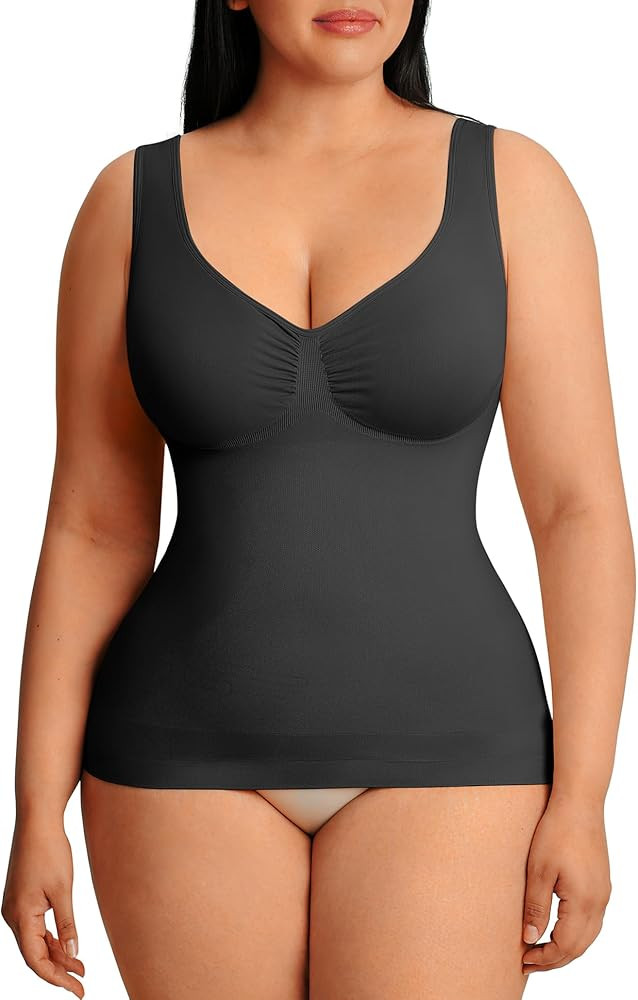 FeelinGirl Women Shapewear Tank Top Tummy Control Compression Tanks V Neck Seamless Body Shaper C... | Amazon (US)