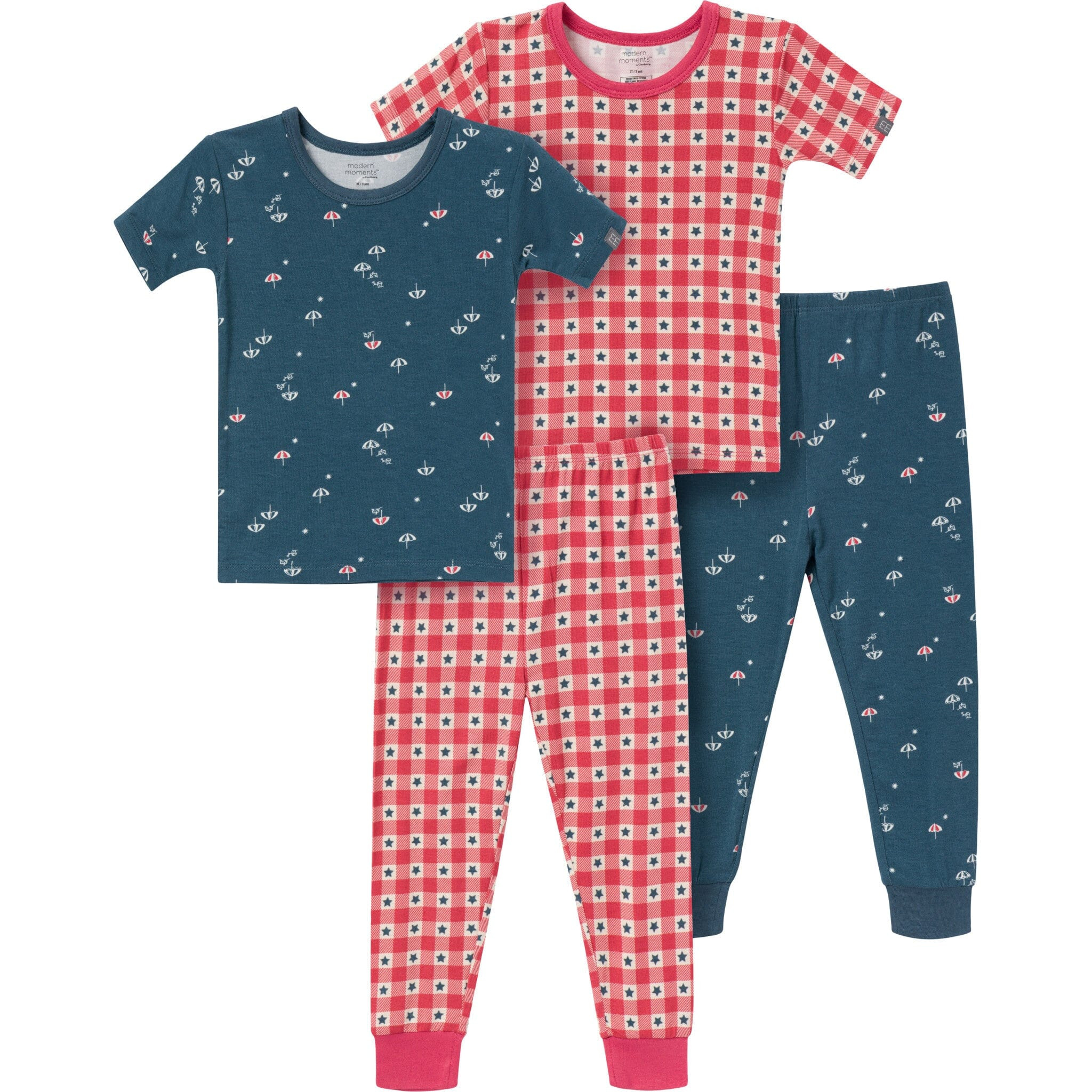 4-Piece Infant & Toddler Neutral Blue Umbrella Viscose Snug Fitting Pajamas | Gerber Childrenswear