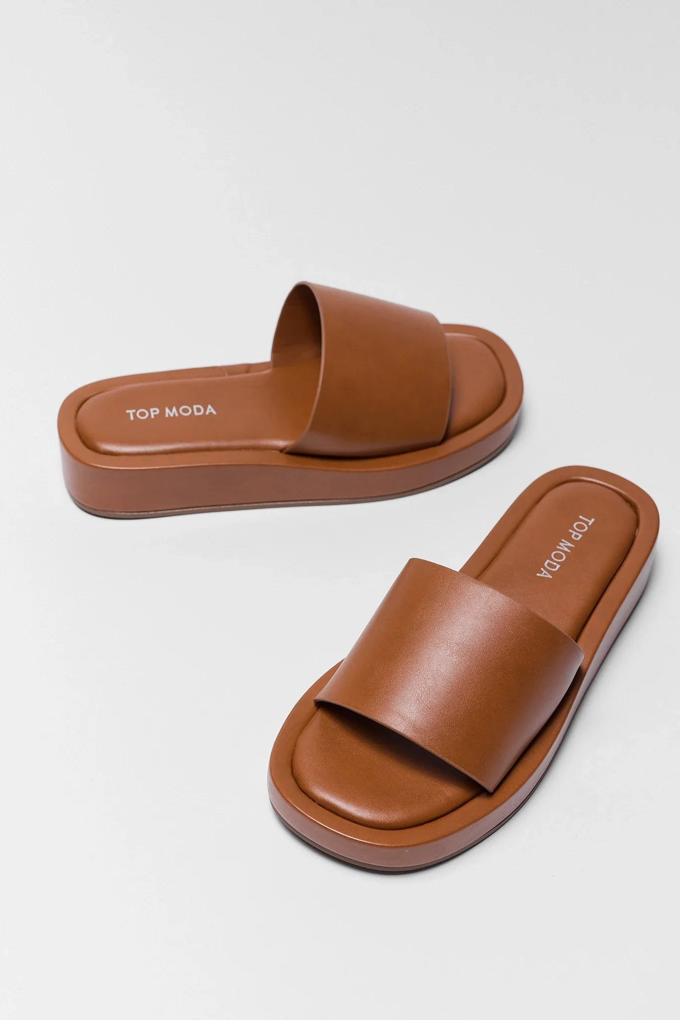 Camel Platform Slip On Sandals | Avara