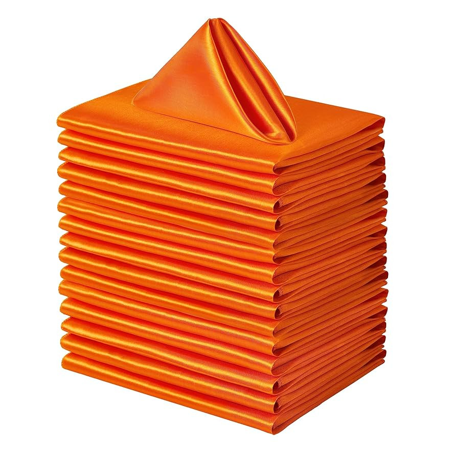 16 Pack Square Satin Dinner Napkins, 17x17 Inches Silky Soft Smooth Table Cloth Napkins for Resta... | Amazon (US)