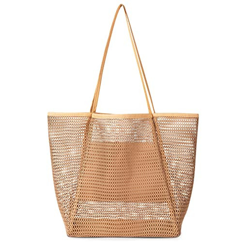 Iioscre Mesh Beach Tote Bags for Womens, Causal Hobo Pool Bags for Swimming Pools Vacations Beach Essentials | Amazon (US)