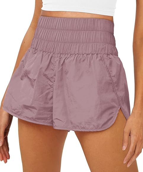 AUTOMET Womens High Waisted Athletic Shorts Elastic Casual Summer Running Shorts Quick Dry Gym Worko | Amazon (US)