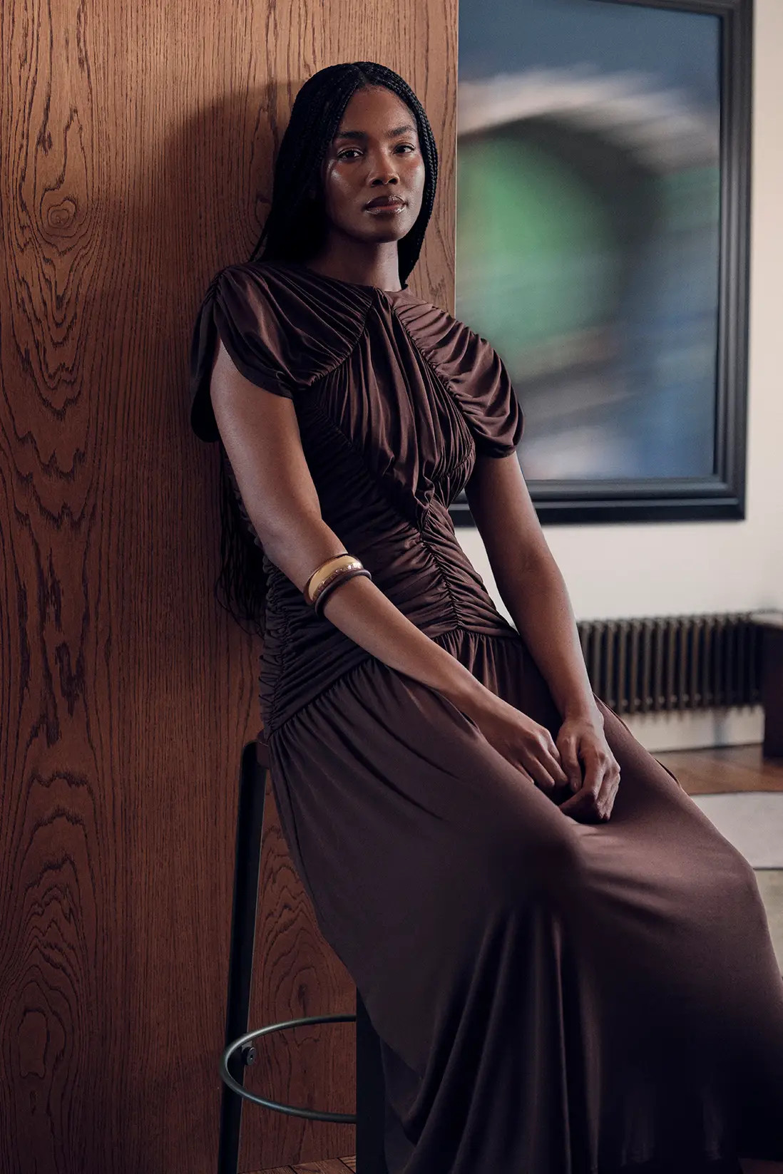 Premium Ruched Jersey Maxi Dress | Karen Millen UK + IE + DE + NL