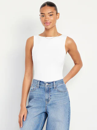 Hug Double-Layer Boat-Neck Top | Old Navy (US)