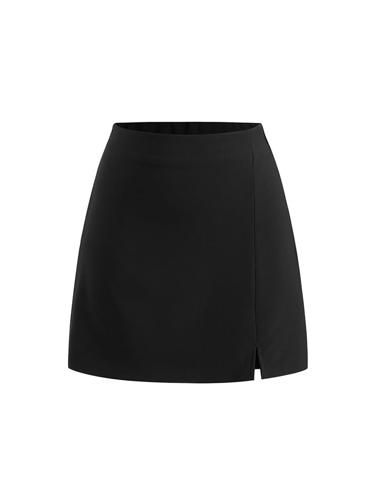 CIDER Mini Skirt for Women Trendy High Waist Slit Hem | Amazon (US)