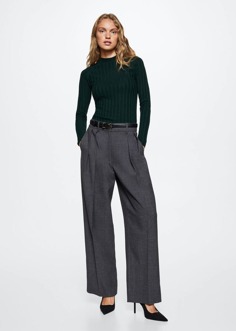 High collar ribbed knit  sweater -  Women | Mango United Kingdom | MANGO (UK)