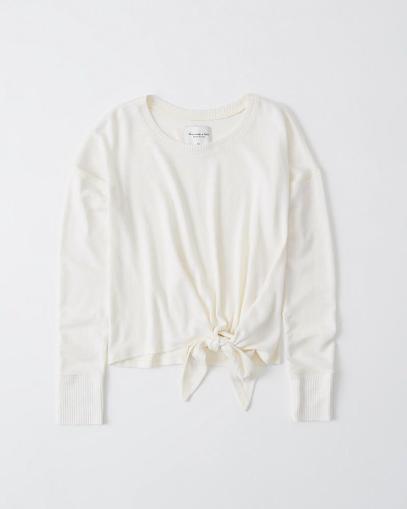 Long-Sleeve Cozy Side-Tie Top | Abercrombie & Fitch US & UK