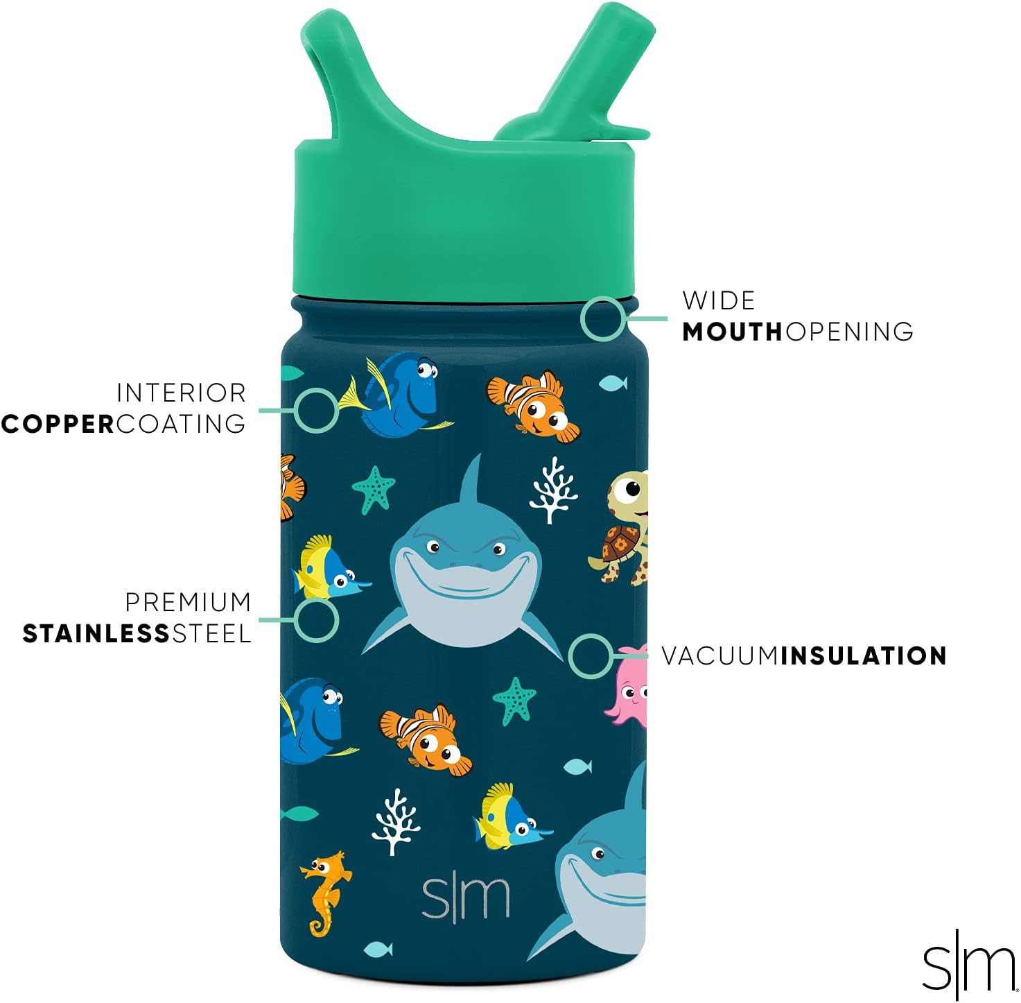 Simple Modern Disney Finding Nemo Kids Water Bottle with Straw Lid | Reusable Insulated Stainless... | Amazon (US)