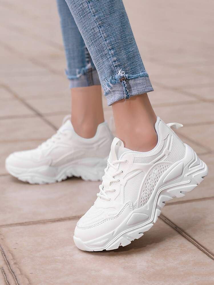Minimalist Lace Up Front Sports Shoes | SHEIN