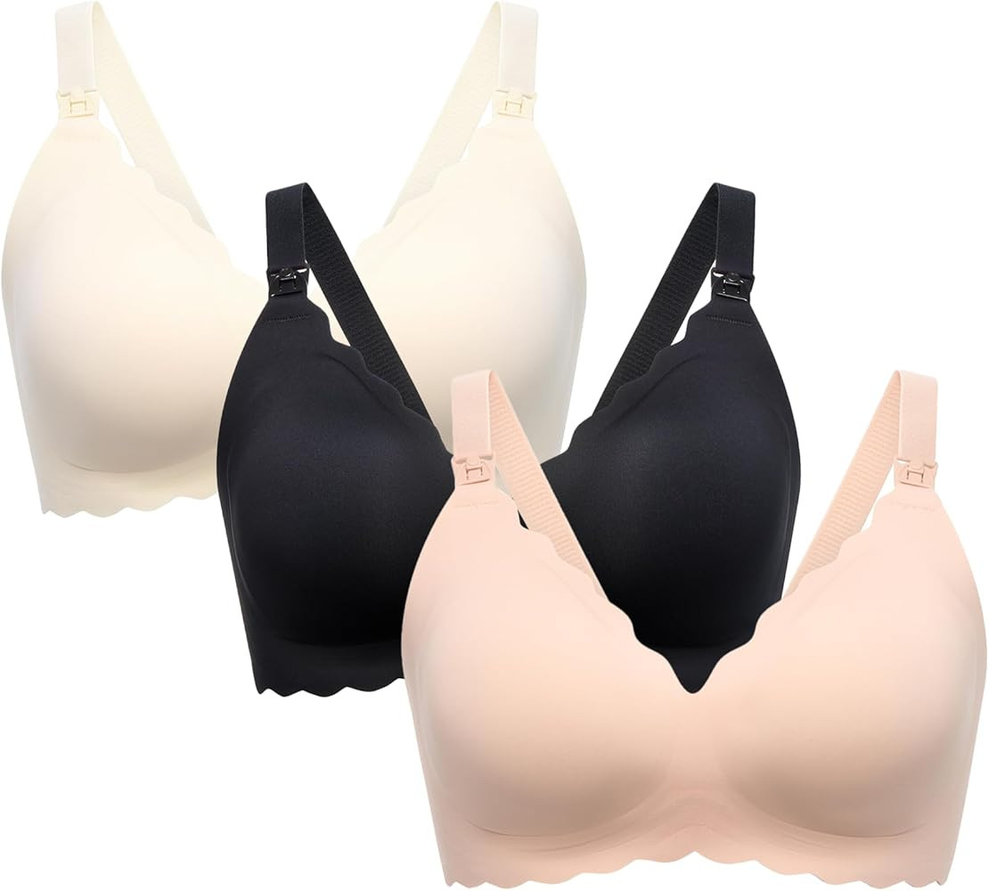 Momcozy Nursing Bras for Breastfeeding, Seamless Pregnancy Maternity Bra Wireless Classic Jelly S... | Amazon (US)