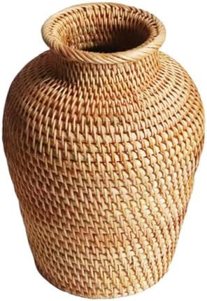 Angoily 1pc Handmade Rattan Flower Vase Woven Decorative Basket Vase for Living Room Window Table... | Amazon (US)