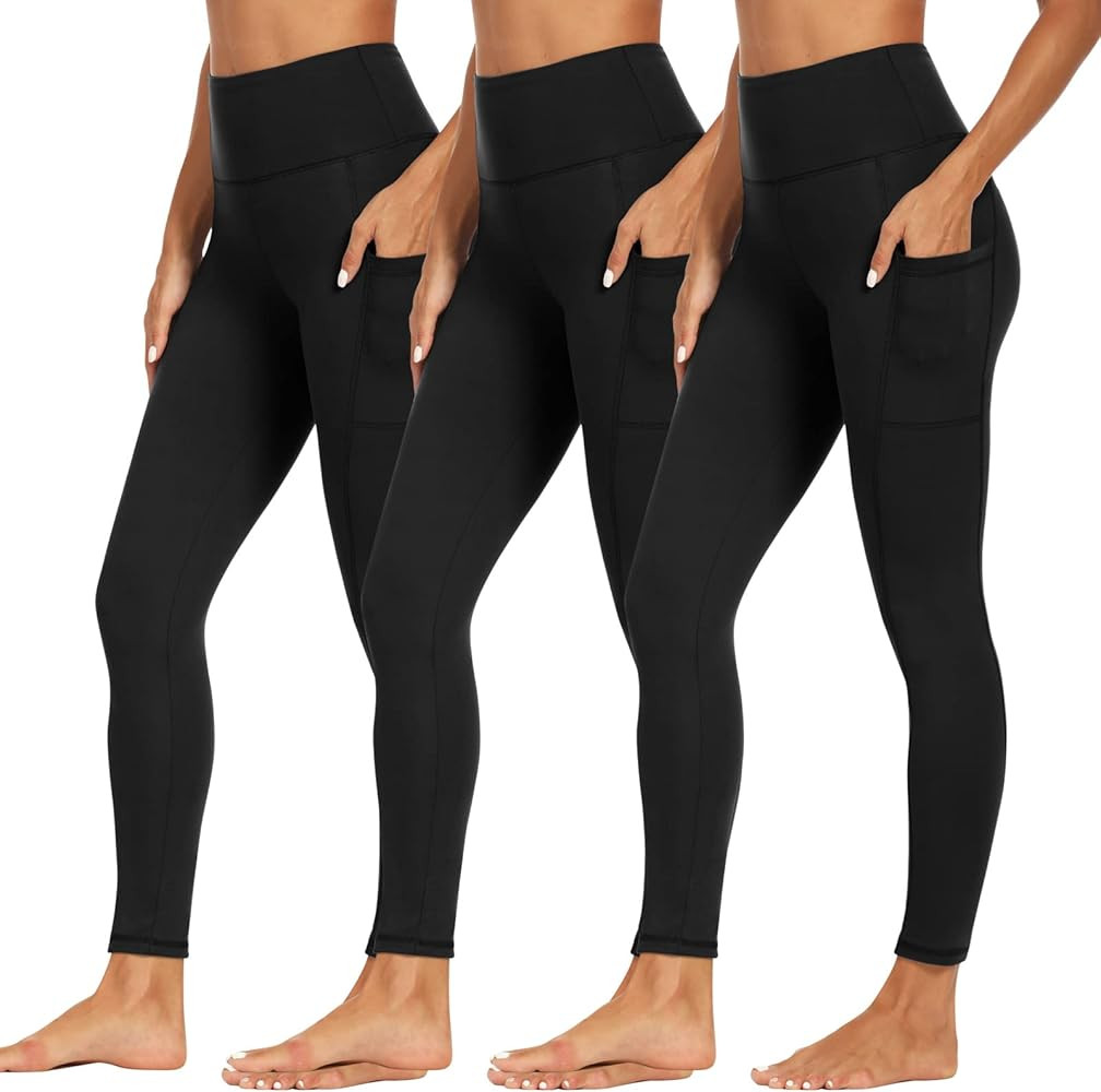 High Waisted Leggings for Women - Soft Athletic Tummy Control Pants for Running Cycling Yoga Work... | Amazon (US)