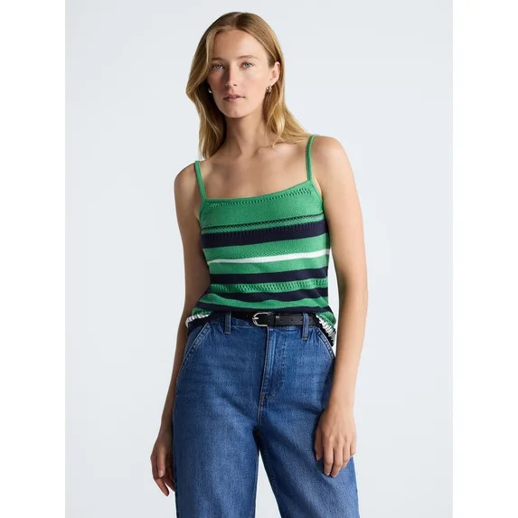 Free Assembly Women's Textured Stitch Stripe Tank Top, Sizes XS-XXL | Walmart (US)
