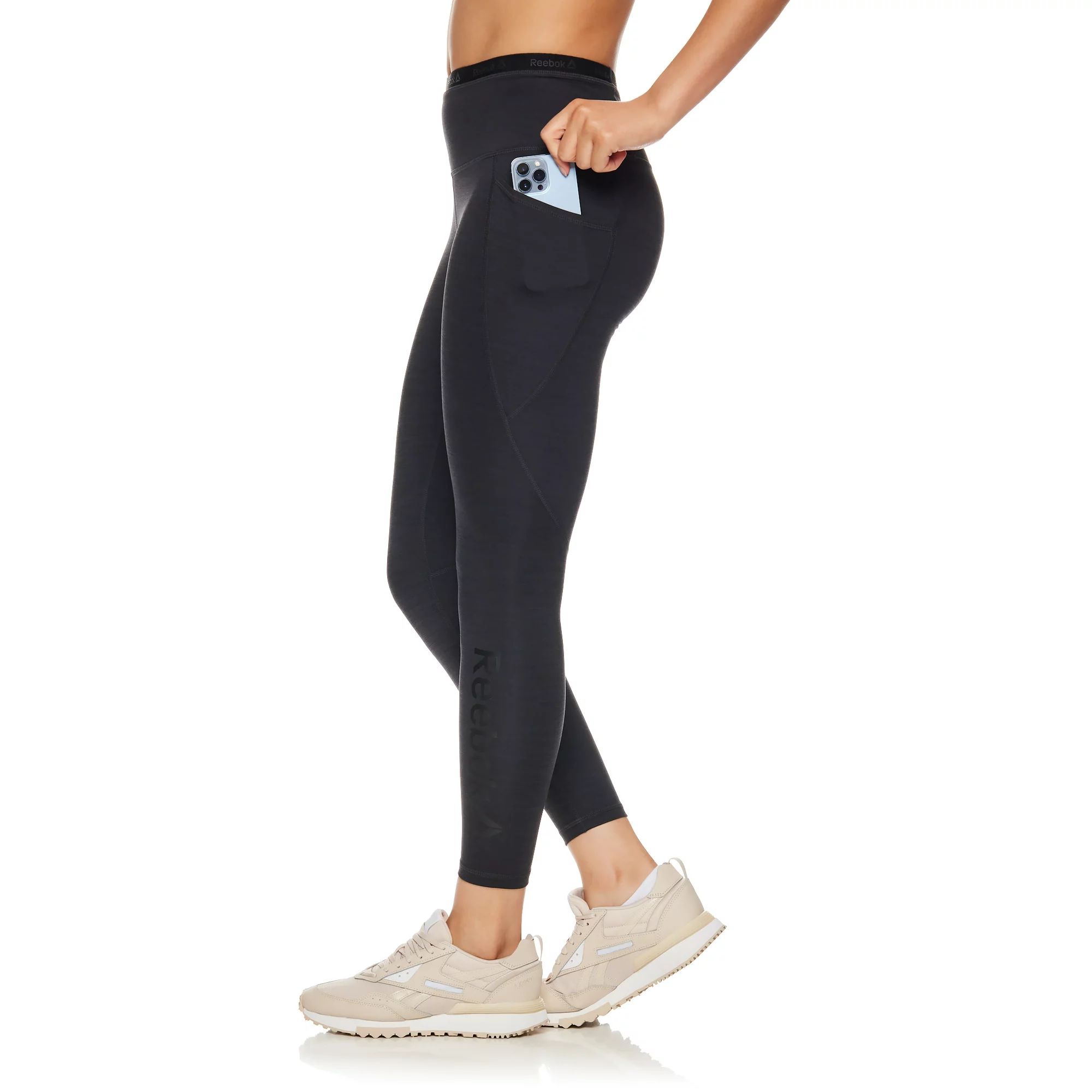 Reebok Women's Flex High Rise 7/8 Legging With Side Pockets And 25" Inseam - Walmart.com | Walmart (US)