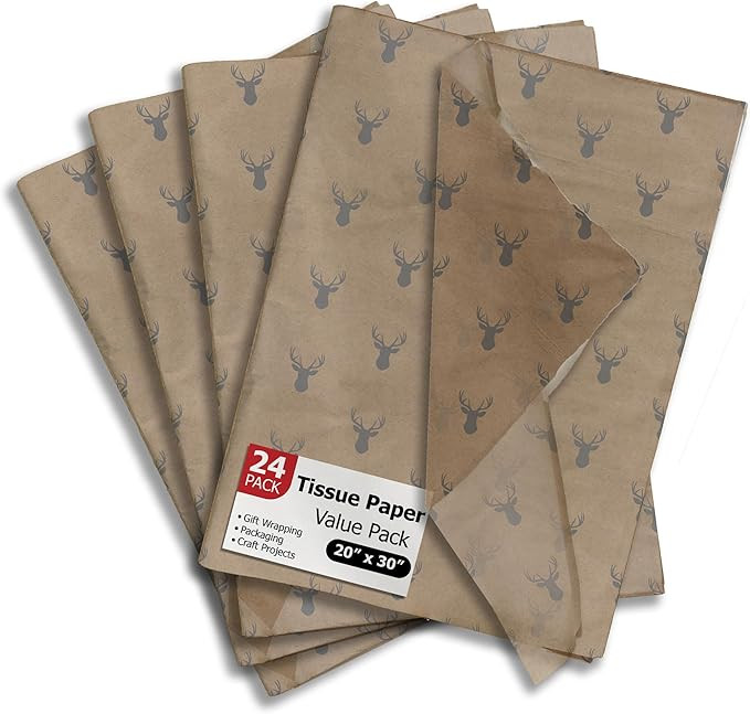 Deer Heads Printed Tissue Paper for Gift Bags or Boxes and Wrapping - Bulk Decorative Art Tissue ... | Amazon (US)