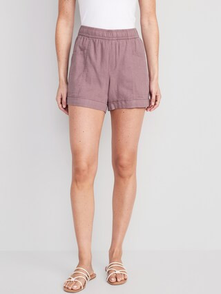 High-Waisted Linen-Blend Utility Shorts for Women -- 3.5-inch inseam | Old Navy (US)