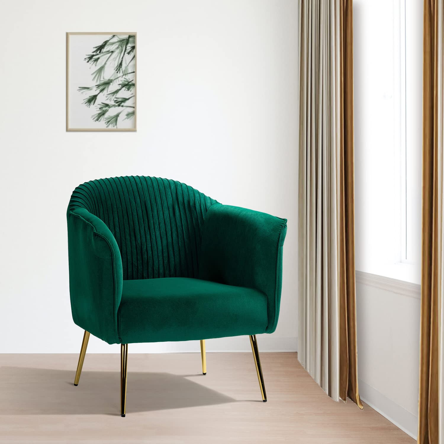 Amazon.com: GeMon Modern Velvet Barrel Chair Mid Century Accent Chair with Golden Legs Upholstered C | Amazon (US)