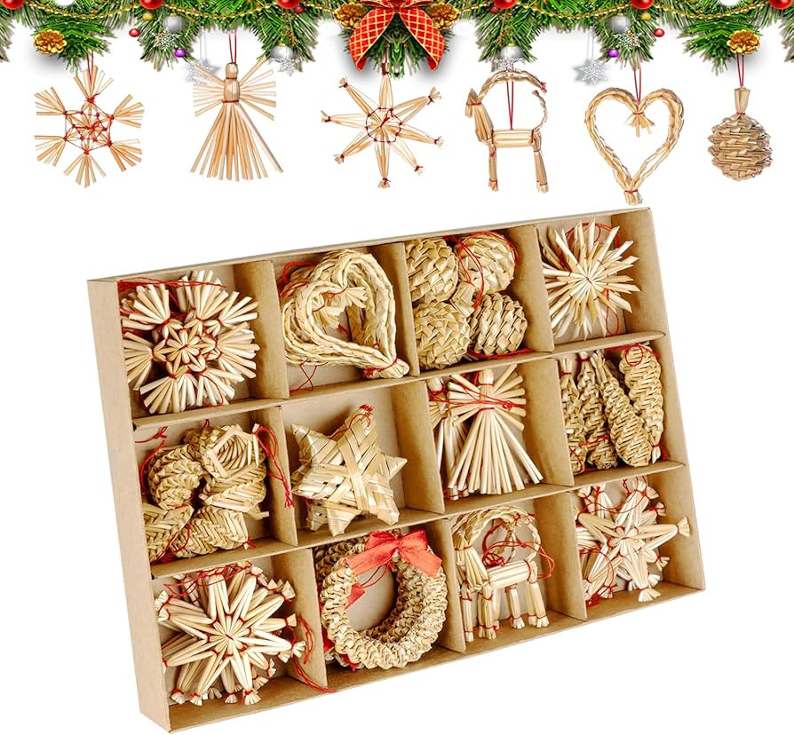 ilauke 46-teiliges Strohsterne Set, Strohsterne Christbaumschmuck, Weihnachtsbaumschmuck Deko aus... | Amazon (DE)