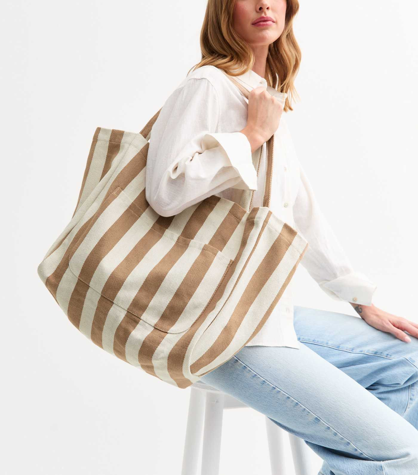 Brown Striped Slouchy Tote Bag | New Look | New Look (UK)
