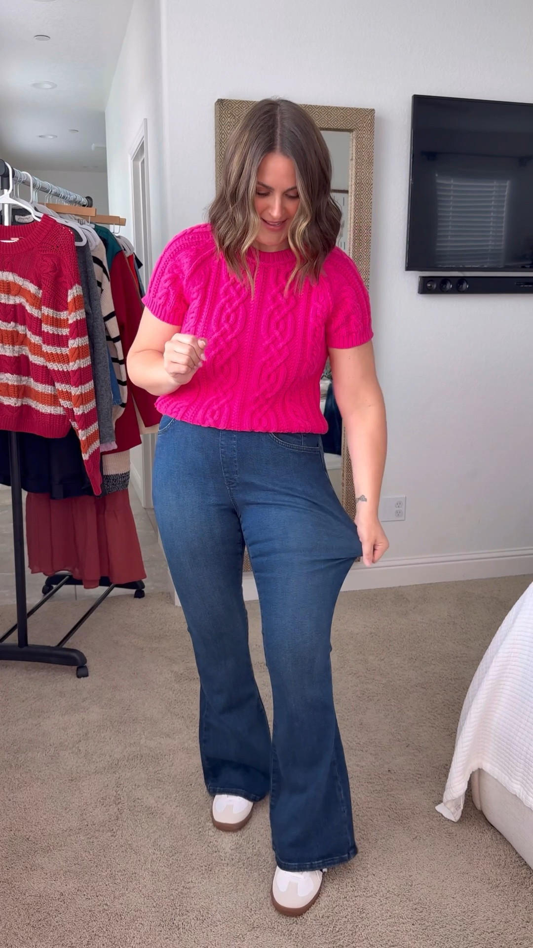 Cool Mom Wardrobe refresh from Free People

Lilac sweater, large
Pink short sleeve sweater, large
Gray cardigan, large
Striped sweater, large (very oversized!)
Distressed denim, 32 (need a 31)
Pull-on flares, large
Last denim, 31
Belt, M/L

Size 12, midsize, fall outfits, closet staples, elevated basics

#LTKSeasonal #LTKMidsize #LTKStyleTip