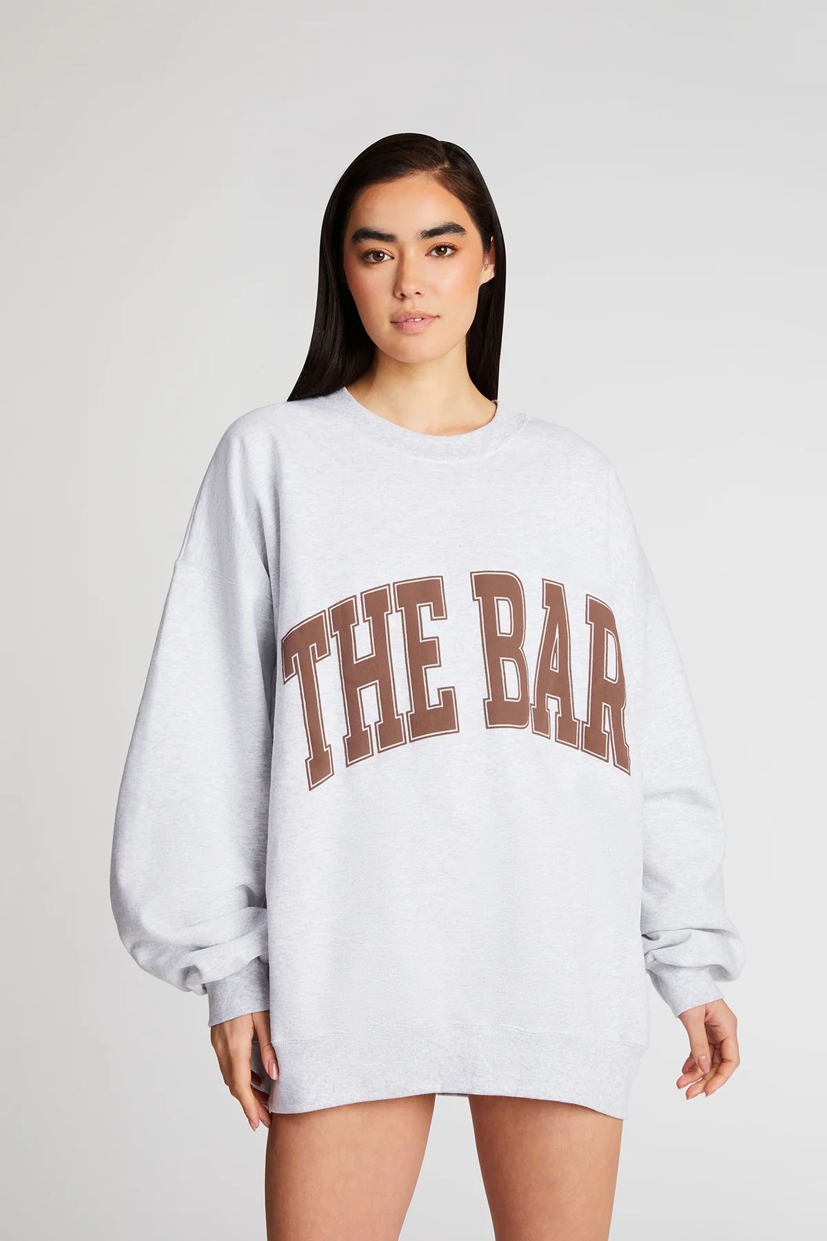 VARSITY SWEATSHIRT LT HEATHER GREY/CHOCOLATE | The Bar