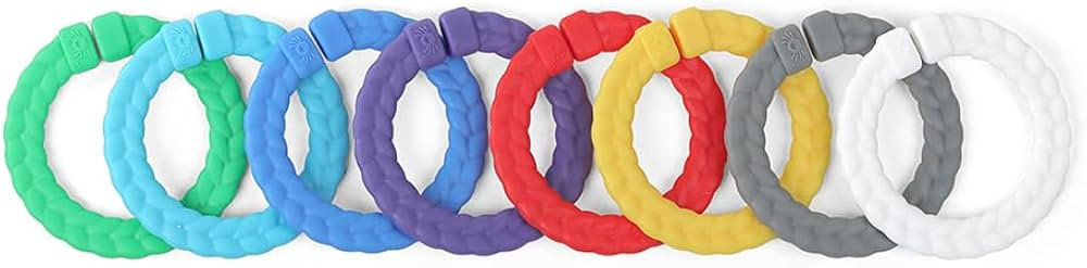 Itzy Ritzy Linking Ring Set; Set of 8 Braided, Rainbow-Colored Versatile Linking Rings; Attach to... | Amazon (US)