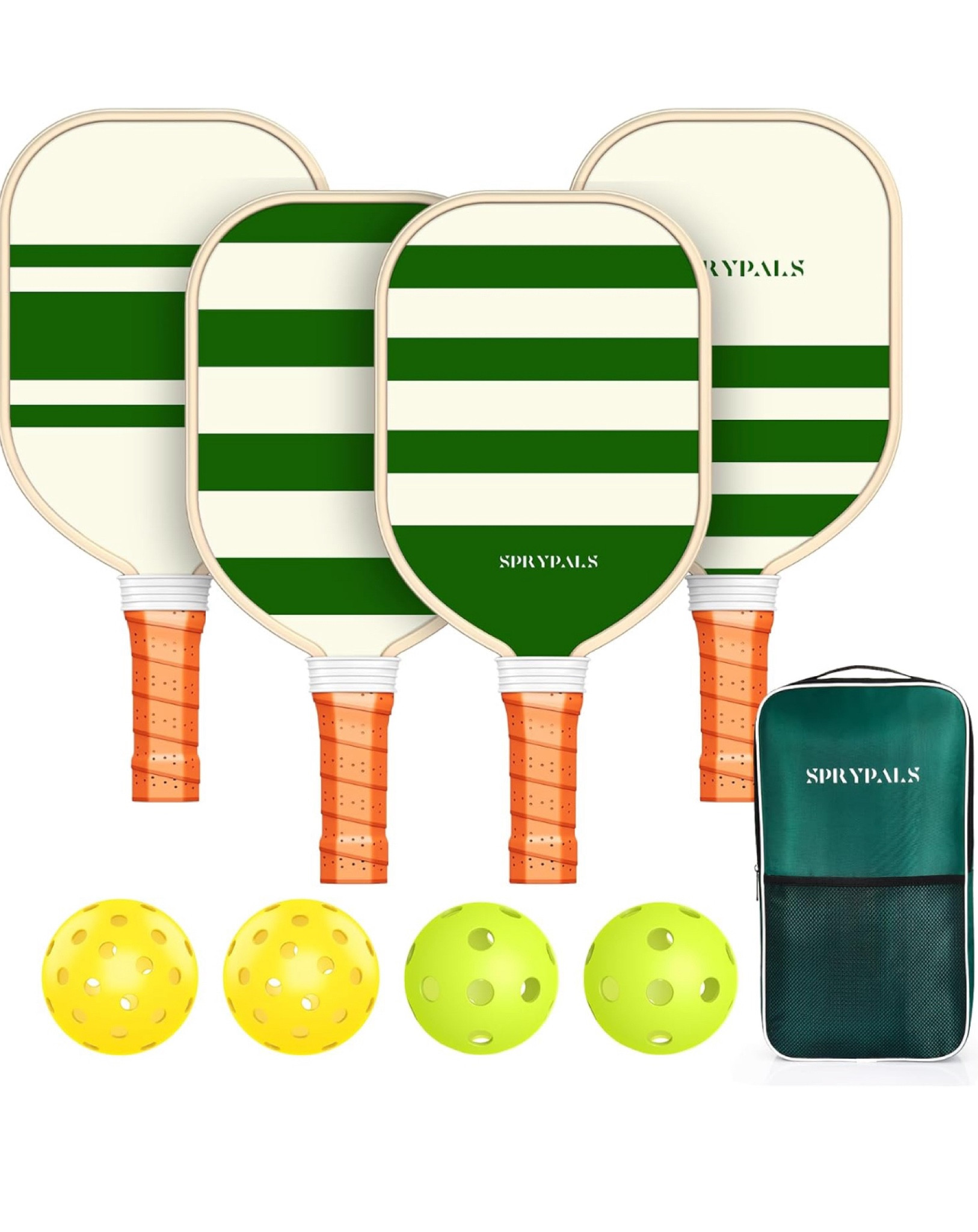 Pickleball set! Great gift for anyone 

STYLISH PICKLEBALL PADDLES SET：Sprypals Pickleball Set includes 4 high-quality and stylish pickleball paddles, 2 indoor and 2 outdoor high-performance pickleballs, and a convenient carrying case. The 4 paddles can satisfy both your family’s needs and play with friends
PREMIUM QUALITY PICKLEBALL PADDLES:These pickleball paddles are made of 9-layered basswood and are reinforced with quality edge protection, providing durability to withstand even the hardest hits and giving you the confidence you need to play at your best
COMFORTABLE ERGONOMIC GRIP: The perforated design of the pickleball paddle grip boosts comfort by breathable and sweat resistant, while its cushioned thread design improves gripping power and control, allowing for accurate shots and swift hits
IDEAL FOR BEGINNERS AND FAMILIES: Make your exercise routine fashionable and fun with the Sprypals Pickleball Set that’s perfect for beginners and families alike. Join friends and family and experience the joy of playing pickleball game together
PERFECT PICKLEBALL PADDLES SET: Suitable for all ages and skill levels, these pickleball rackets are perfect for homes, schools, community centers, and sports clubs. Give the gift of active fun to yourself, friends, or family with the Sprypals pickleball set

#LTKGiftGuide #LTKSaleAlert #LTKActive