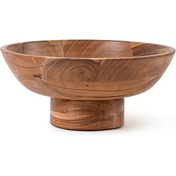 Luxe Designs Wooden Footed Bowl Handcrafted Decorative Fruit Bowl with Elegant Footed Base for Di... | Amazon (US)