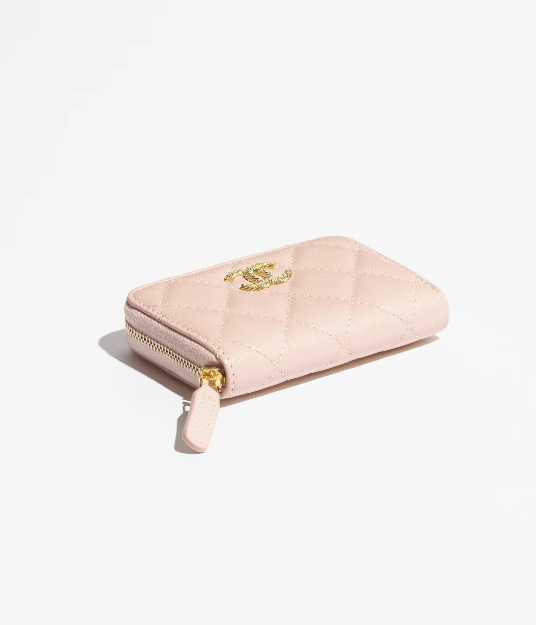 Coin purse - Shiny grained calfskin, strass & gold-tone metal, light pink — Fashion | CHANEL | Chanel, Inc. (US)