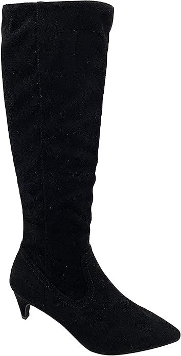 Wild Diva Women's Fashion Kitten Heel Pointed Toe Knee High Boots | Amazon (US)