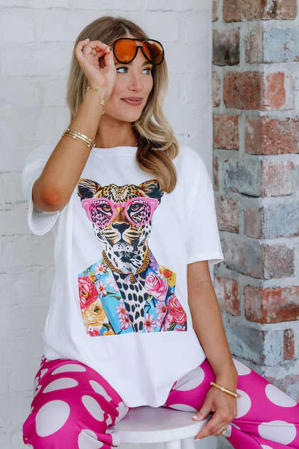 TWT\u00ae  Leopard With Glasses Short Sleeve Tee | The Willow Tree
