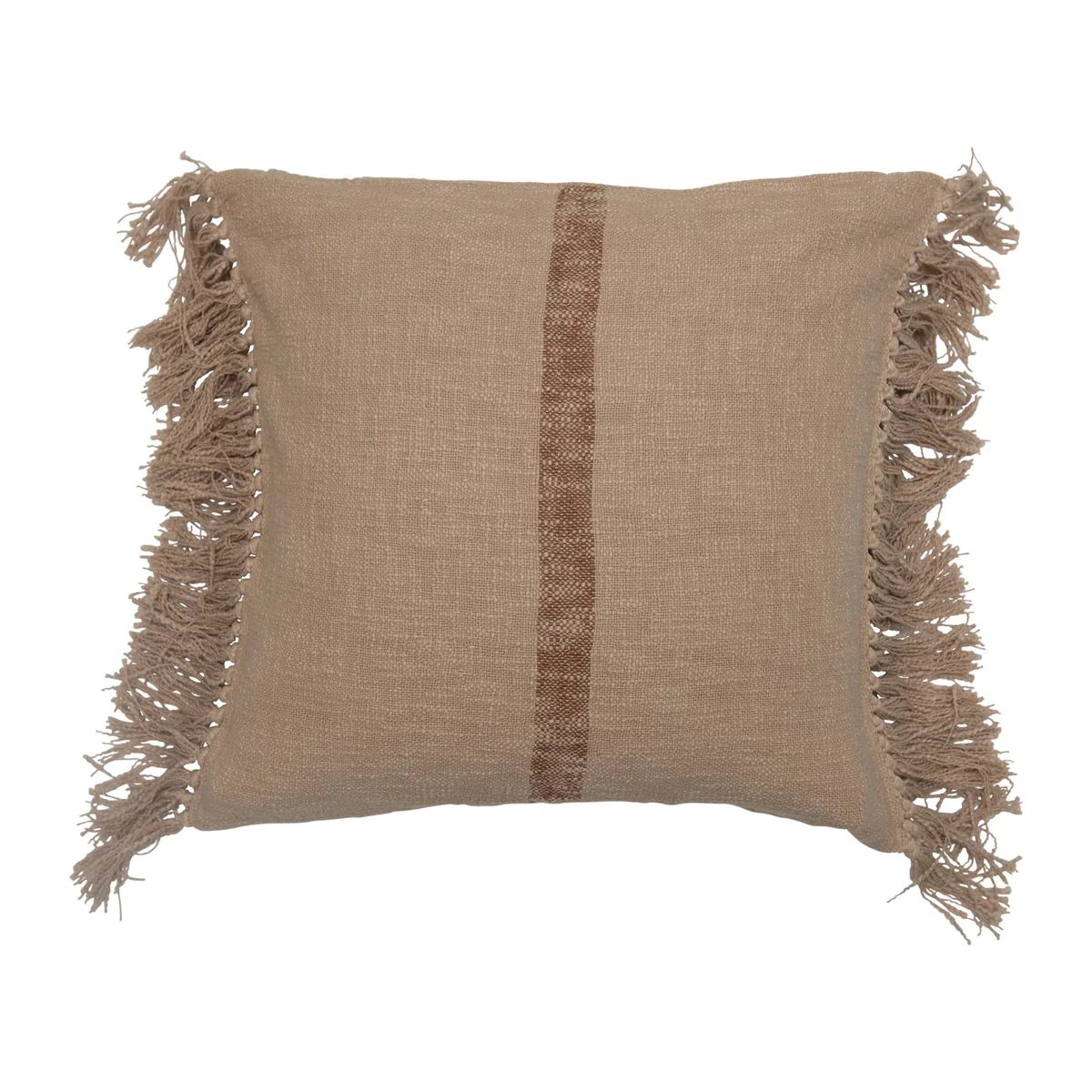 Square Striped Cotton Pillow with Fringe | APIARY by The Busy Bee