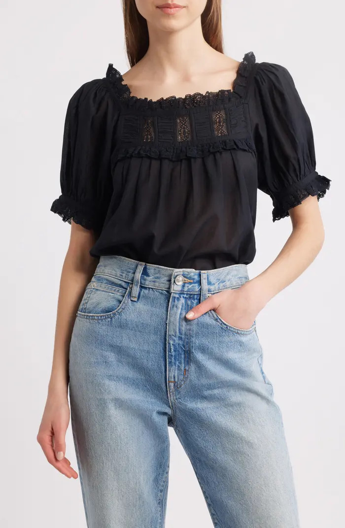 Frances Lace Inset Cotton Blend Top | Nordstrom