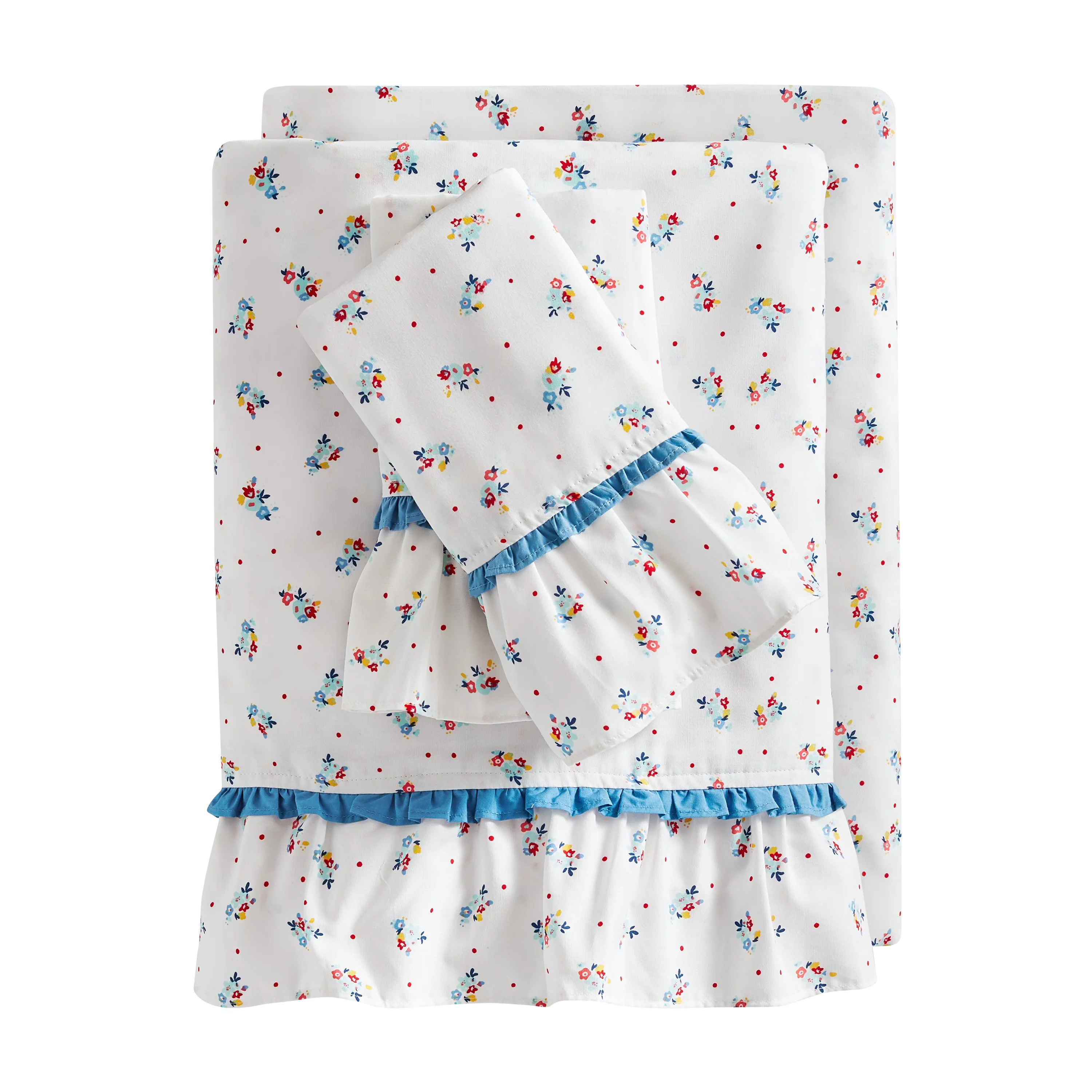 The Pioneer Woman 300 Thread Count Ditsy Floral Bed Sheet Set, Queen, 4-Pieces - Walmart.com | Walmart (US)