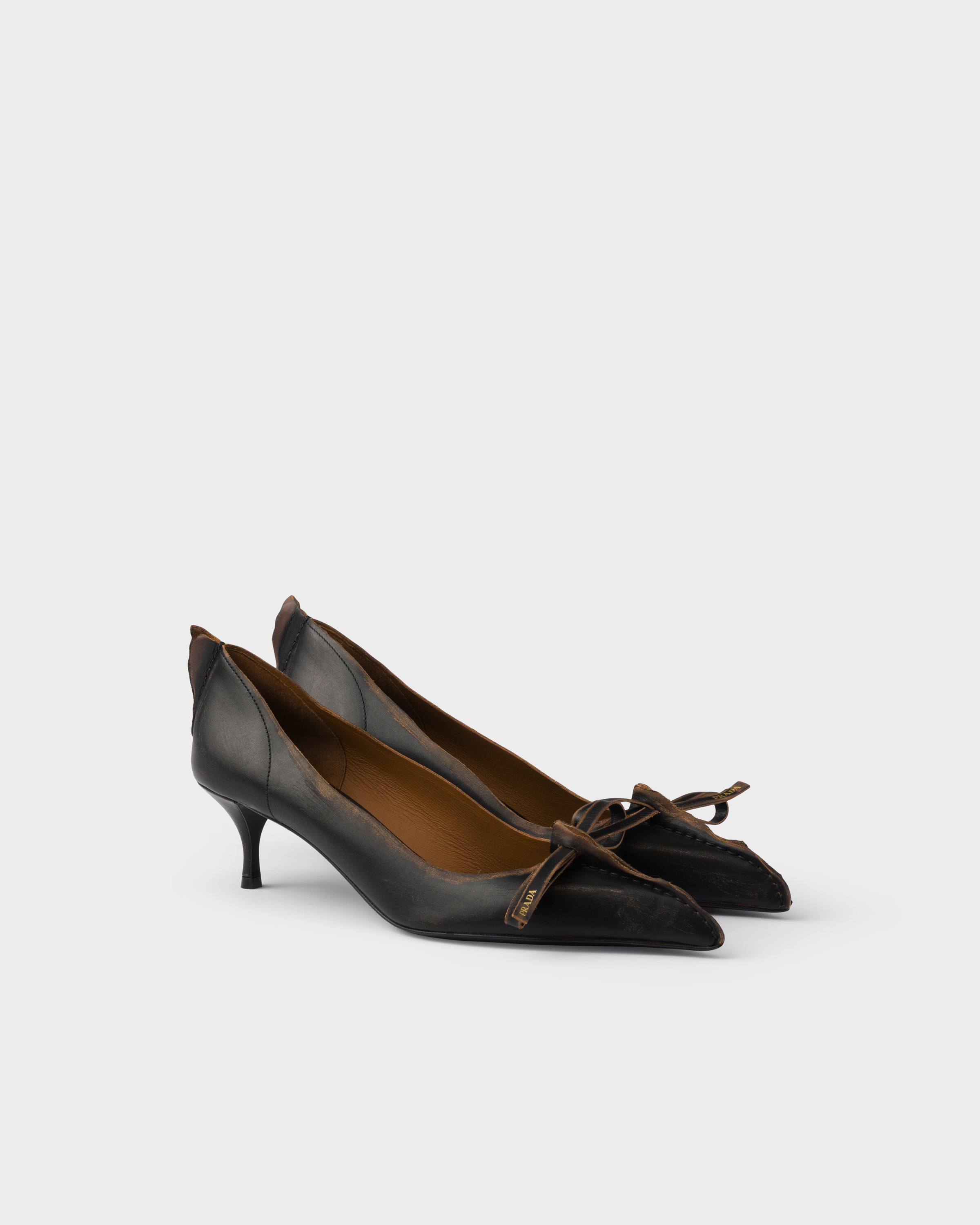 Antiqued leather pumps | Prada US