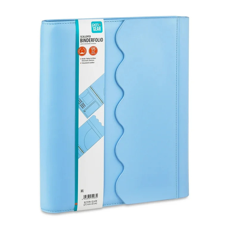 Pen+Gear Scalloped Binderfolio, Sky Blue, 10.75" x 12.6" | Walmart (US)