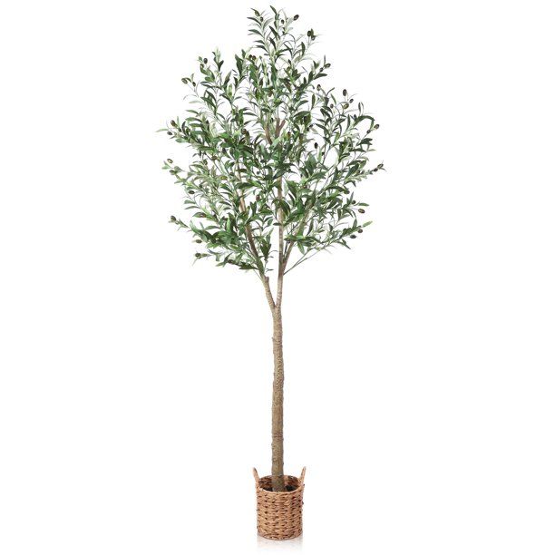 7FT Artificial Olive Tree in Basket, Fake Plastic Olive Plant in Basket, Pre Potted Faux Greenry ... | Walmart (US)